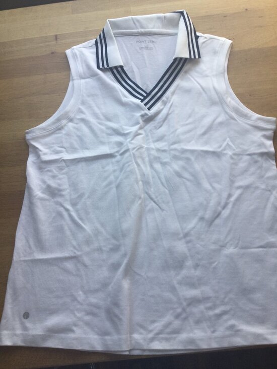 Point Zero Tops - NWT Point Zero sporty sleeveless polo top 20" pit to pit white with blue size L